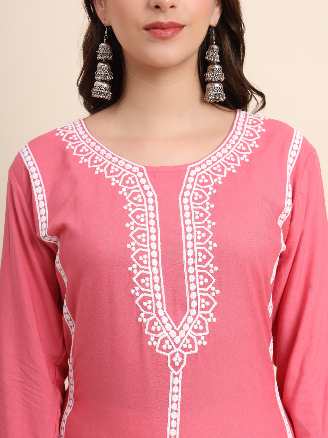 Designer Rayon Kurti | Beautiful Embroidered Ready-Made Outfit