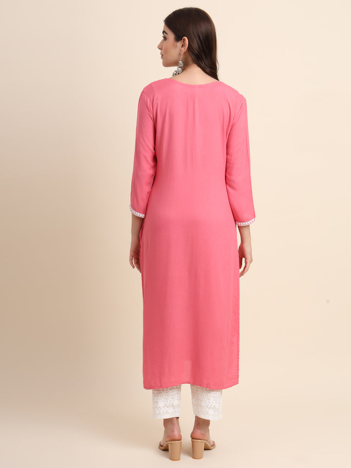 Designer Rayon Kurti | Beautiful Embroidered Ready-Made Outfit