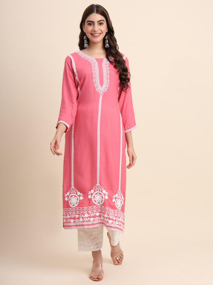 Designer Rayon Kurti | Beautiful Embroidered Ready-Made Outfit
