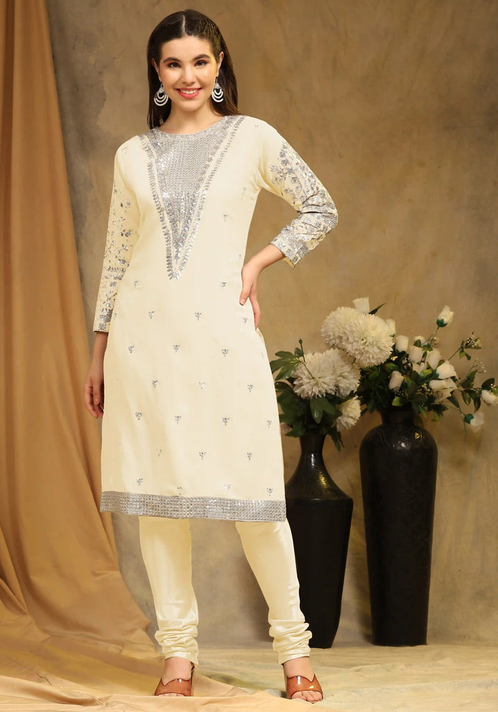 Festive Faux Georgette Suit | Designer Embroidery & Net Dupatta