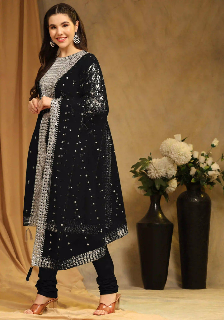 Festive Faux Georgette Suit | Designer Embroidery & Net Dupatta