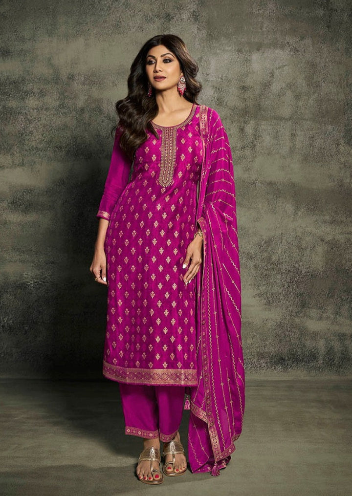 Exquisite Purple Semi-Stitched Kurti Set | Festive Wear with Elegant Silk Dupatta