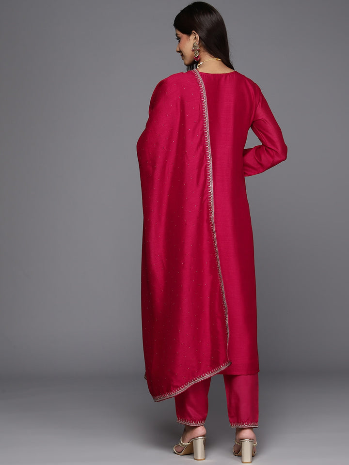 Elegant Vichitra Red Kurti Set | Ready-Made Outfit with Embroidered Dupatta