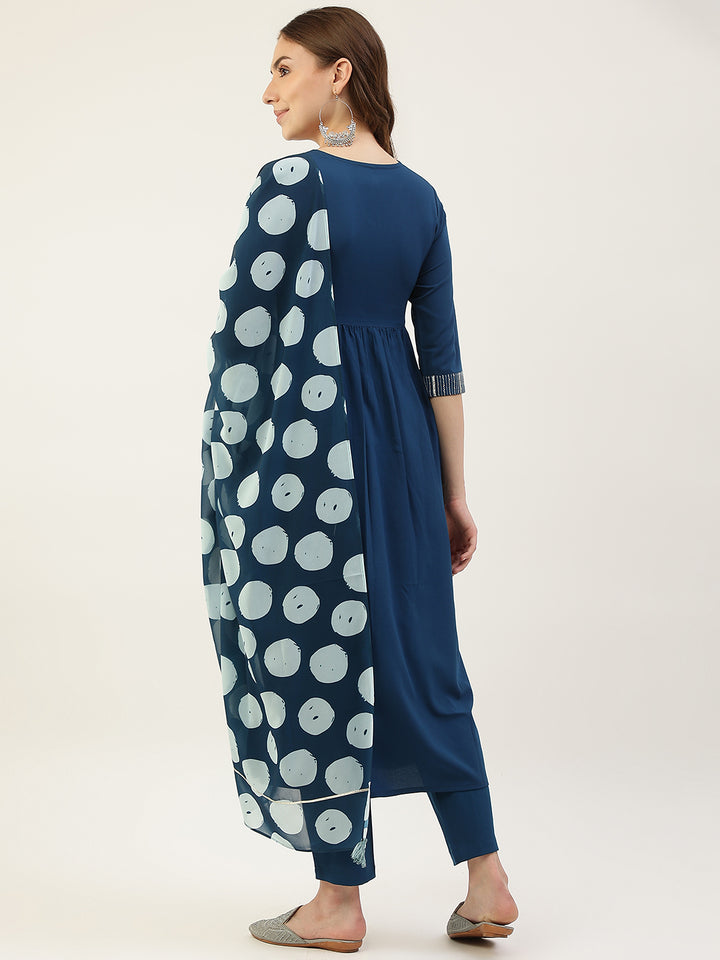Elegant Teal Blue ReadyMade Kurti Set | Perfect for Office & Party Occasions