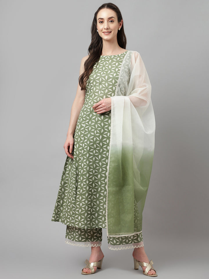 Designer Pista Cotton Kurti Set | Elegant Attire for Weddings & Festivals