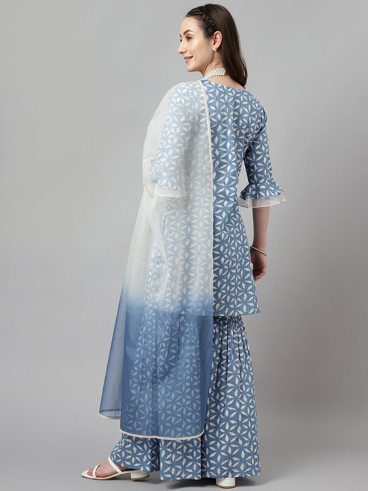 Trendy Blue V-Neck Kurti Set | Ideal for Office Wear & Indian Festivals