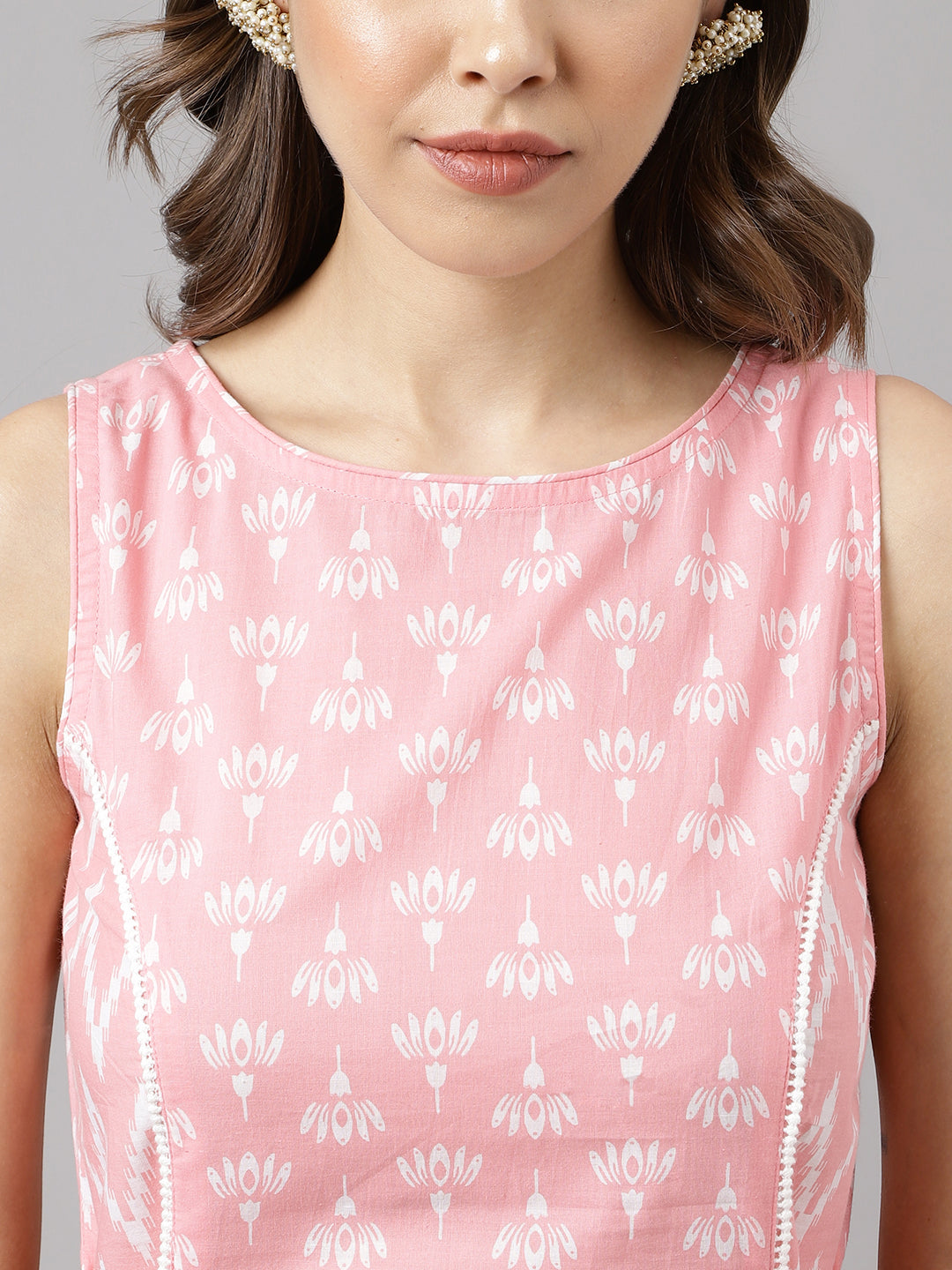 Stylish Pink Cotton Set | Elegant Designer Printed Top with Bottom