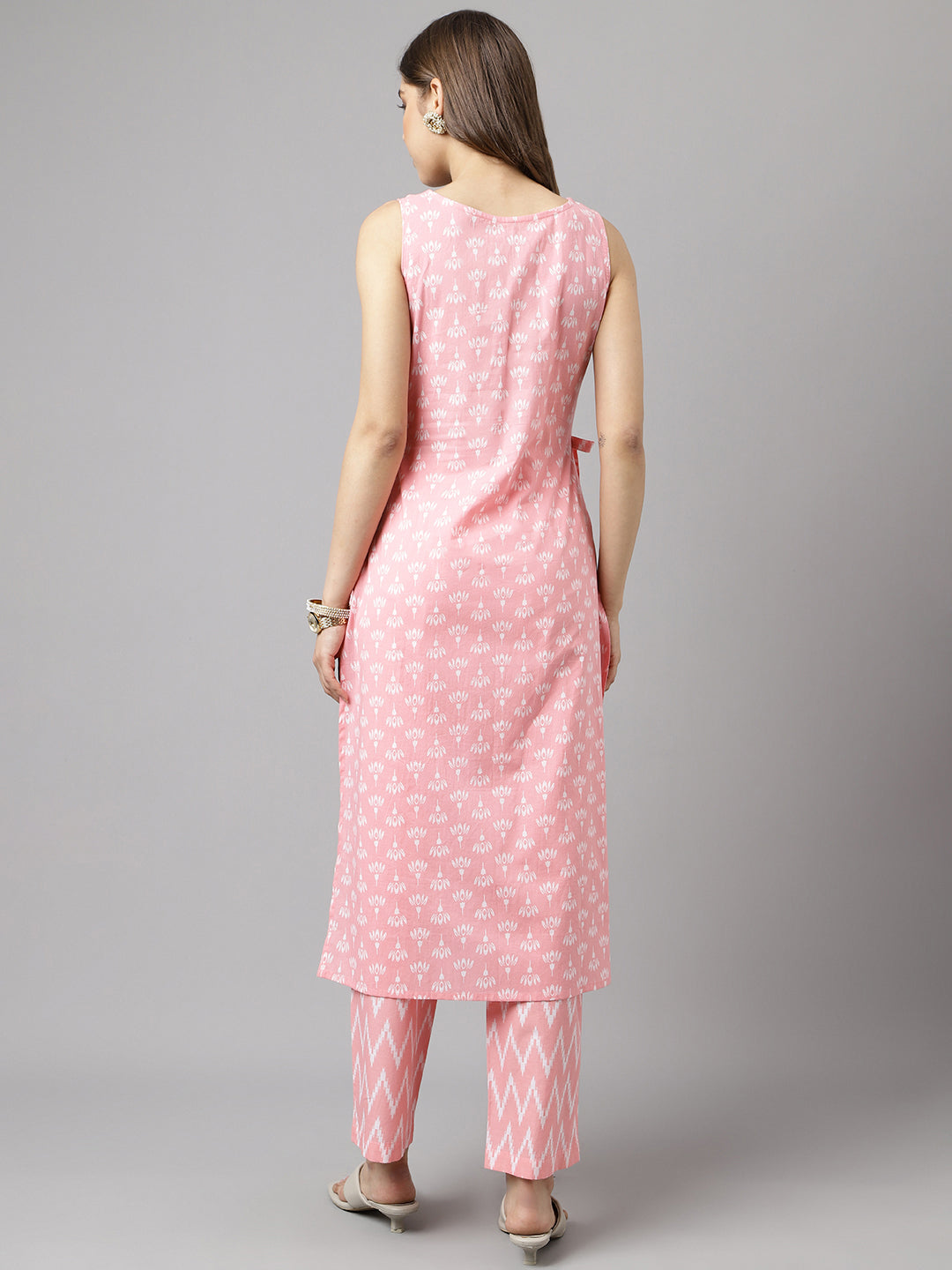 Stylish Pink Cotton Set | Elegant Designer Printed Top with Bottom