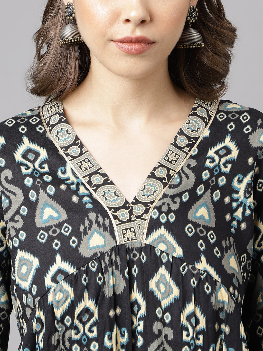 Stylish Black Cotton Set | Elegant Designer Printed Top with Bottom