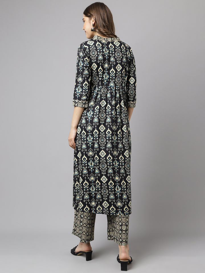 Stylish Black Cotton Set | Elegant Designer Printed Top with Bottom
