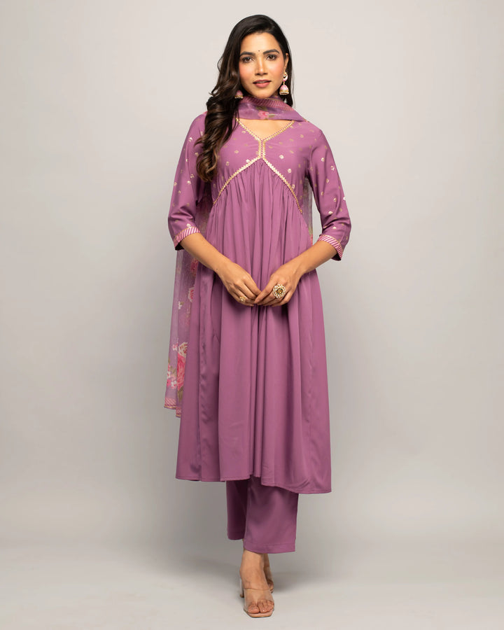 Attractive Designer Readymade Suits | Crepe Top & Organza Dupatta