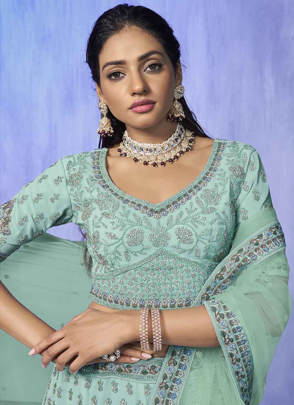 Heavy Designer Embroidery Georgette Lehenga | Wedding & Party Wear