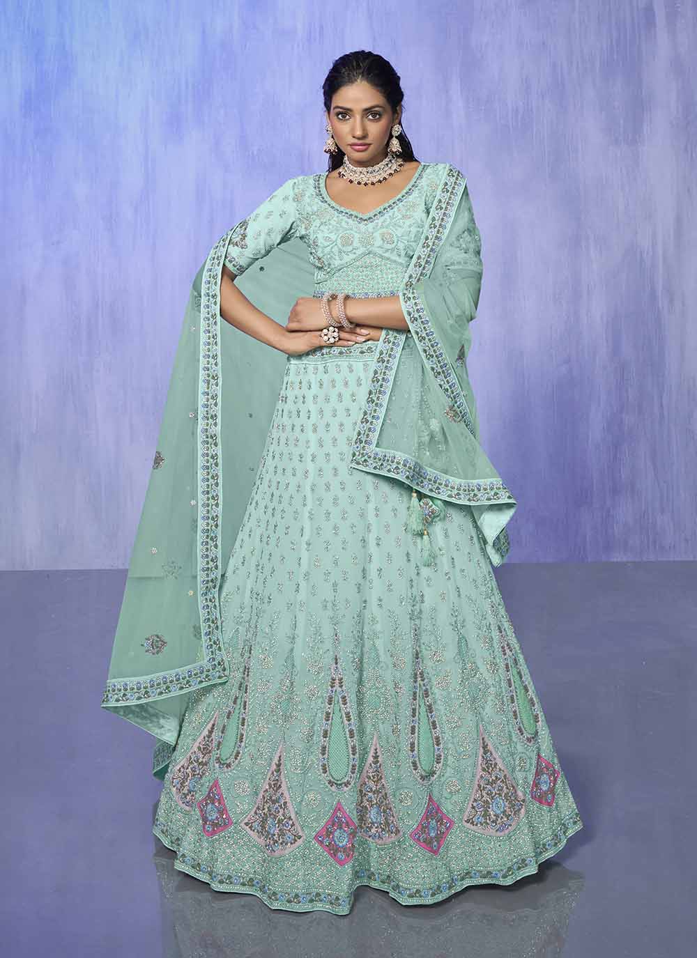 Heavy Designer Embroidery Georgette Lehenga | Wedding & Party Wear