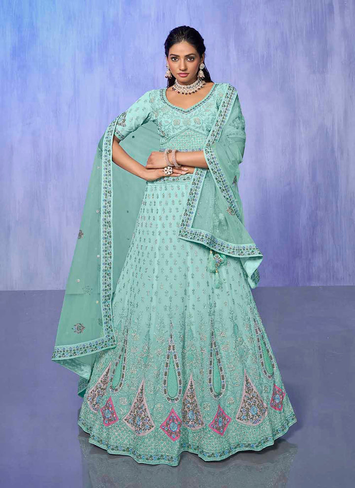 Heavy Designer Embroidery Georgette Lehenga | Wedding & Party Wear