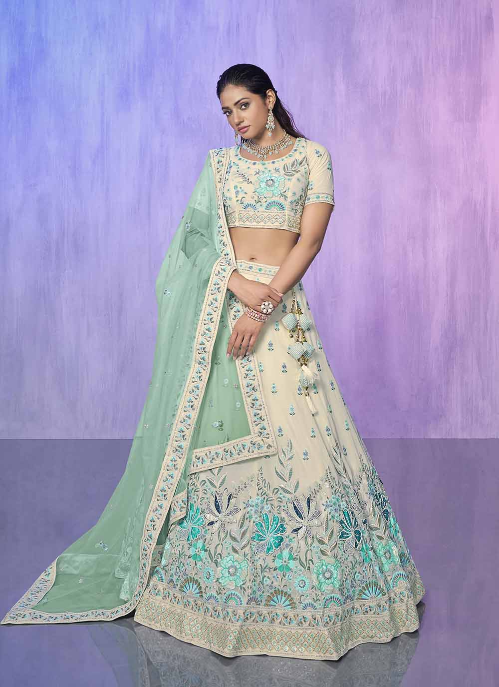 Elegant Georgette Lehenga | Heavy Designer Embroidery for Weddings & Parties