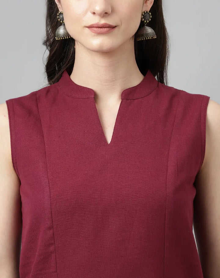 Stylish Maroon Rayon Set | Beautiful Solid Design Top with Bottom