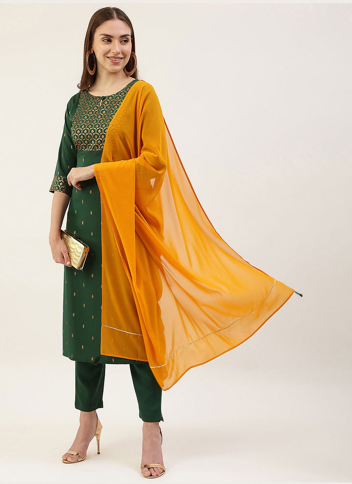 Designer Printed Readymade Suit | Crepe Top, Georgette Dupatta