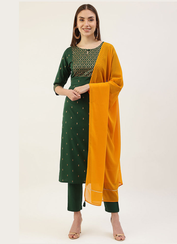 Designer Printed Readymade Suit | Crepe Top, Georgette Dupatta