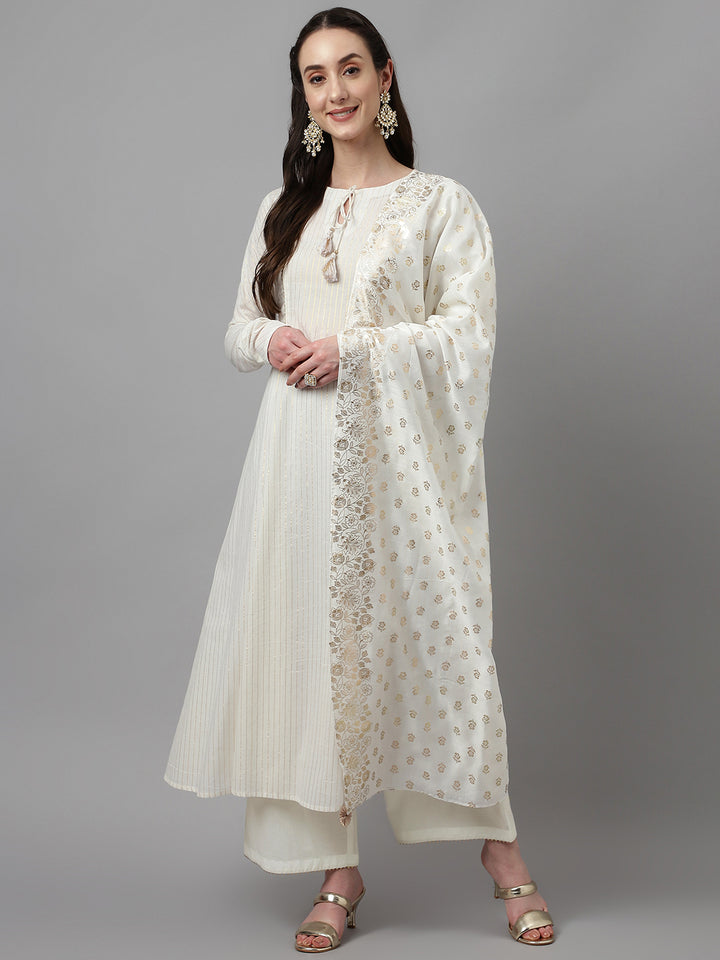 Elegant Readymade Suits | Cotton Top & Bottom, Viscose Dupatta