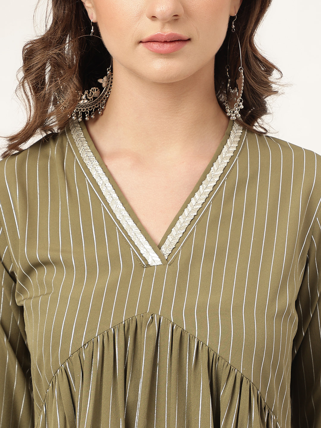 Stylish Green Crepe Set | Elegant Designer Printed Top with Bottom