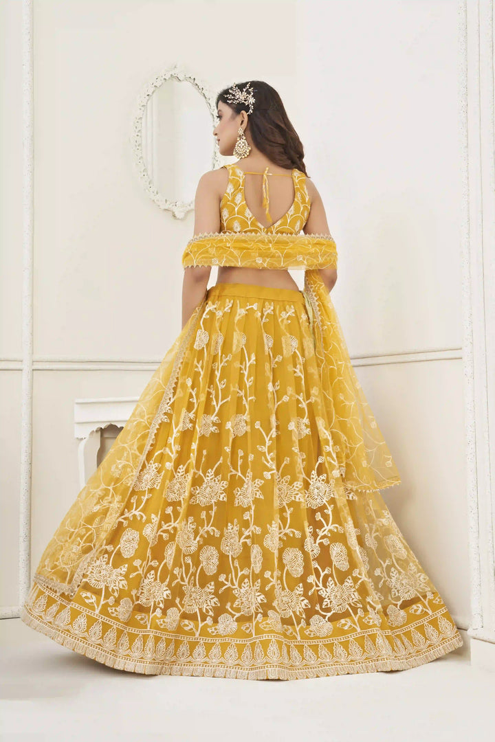 Designer Butterfly-Net Lehenga with Embroidery & Sequins | Wedding & Party