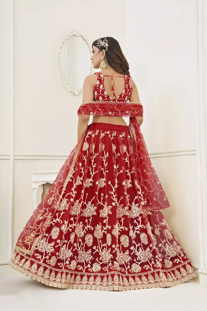 Designer Butterfly-Net Lehenga with Embroidery & Sequins | Wedding & Party