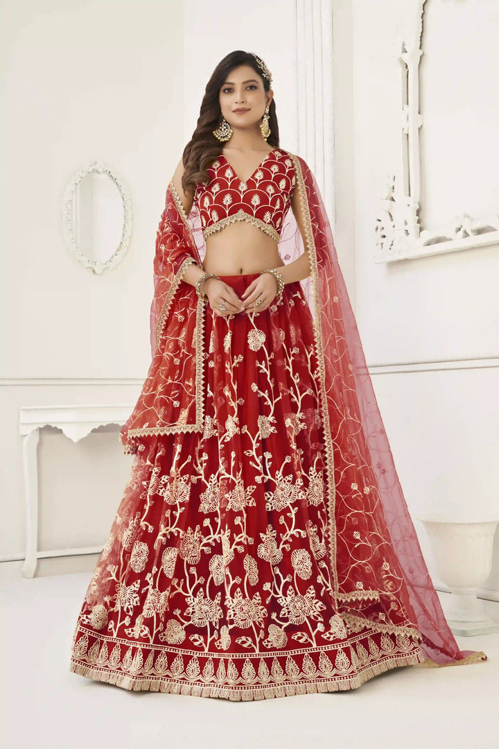 Designer Butterfly-Net Lehenga with Embroidery & Sequins | Wedding & Party