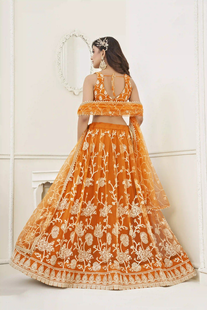 Designer Butterfly-Net Lehenga with Embroidery & Sequins | Wedding & Party