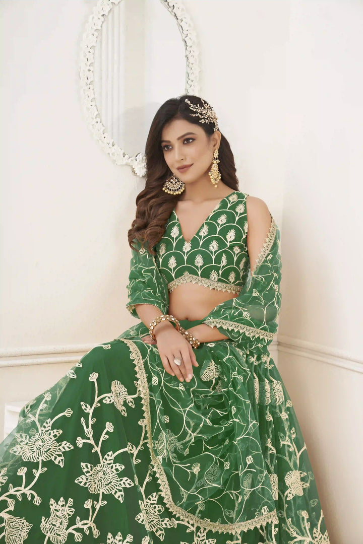 Designer Butterfly-Net Lehenga with Embroidery & Sequins | Wedding & Party