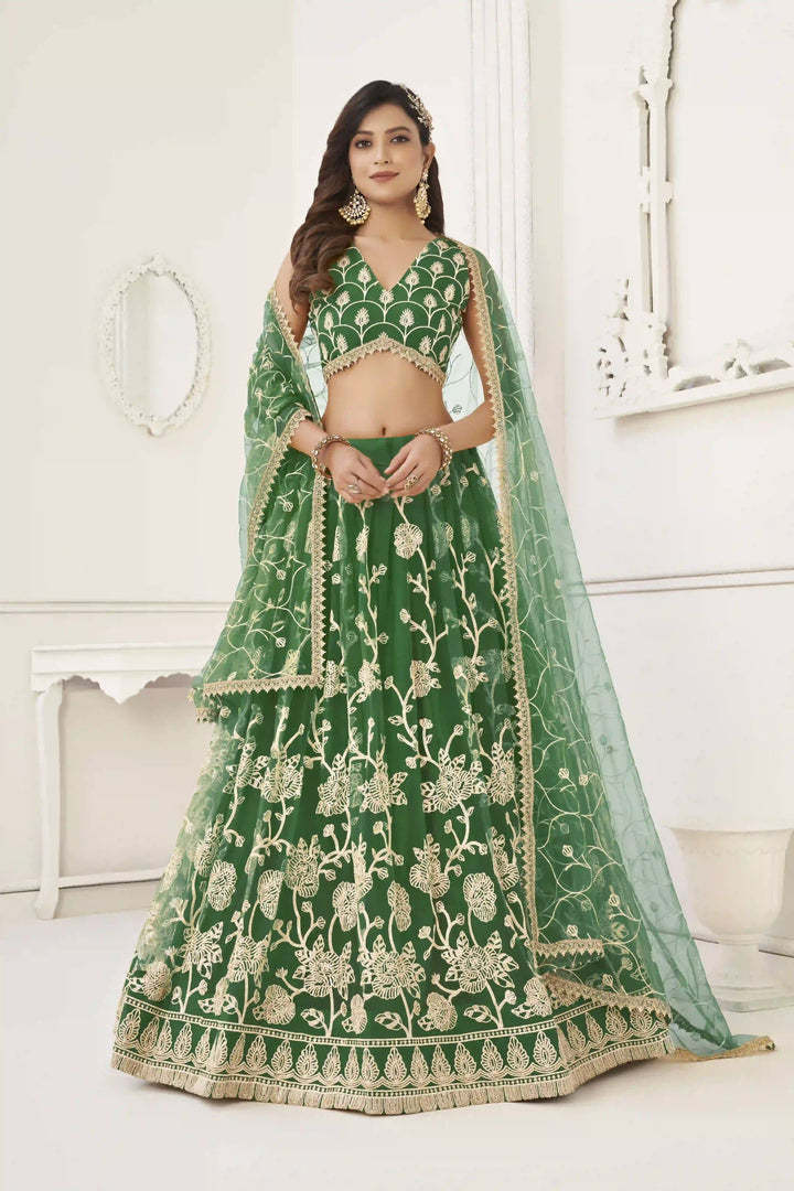 Designer Butterfly-Net Lehenga with Embroidery & Sequins | Wedding & Party