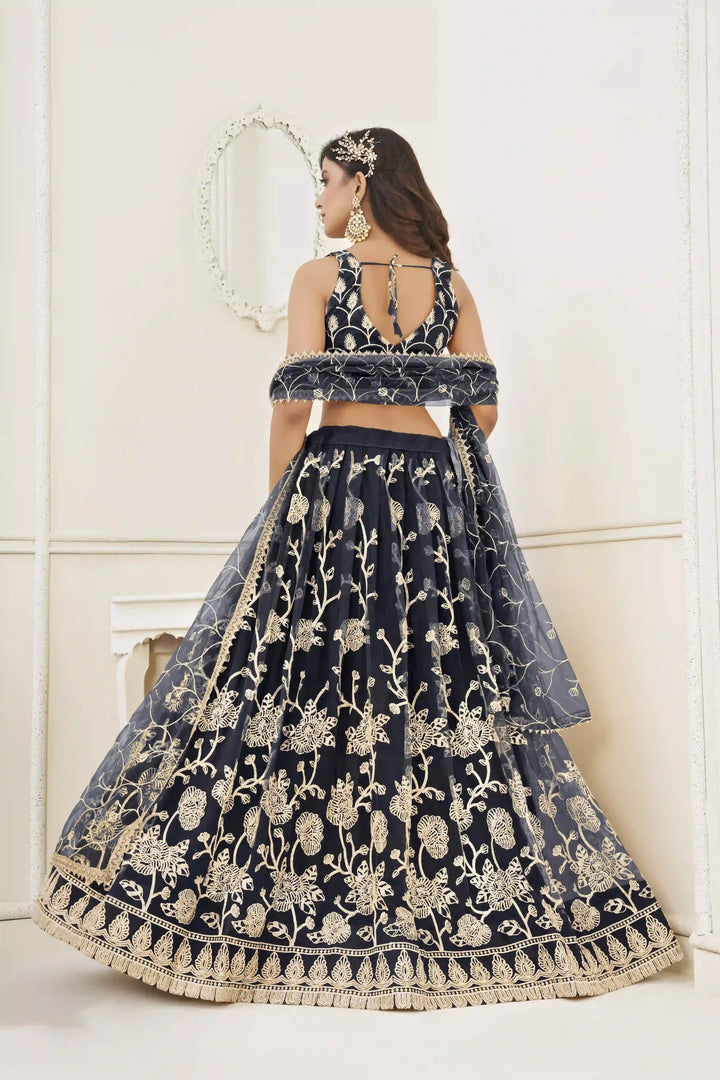 Designer Butterfly-Net Lehenga with Embroidery & Sequins | Wedding & Party