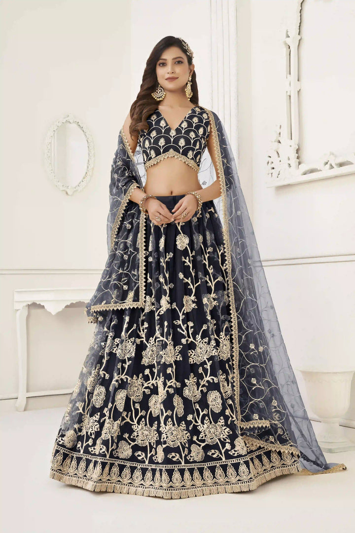 Designer Butterfly-Net Lehenga with Embroidery & Sequins | Wedding & Party