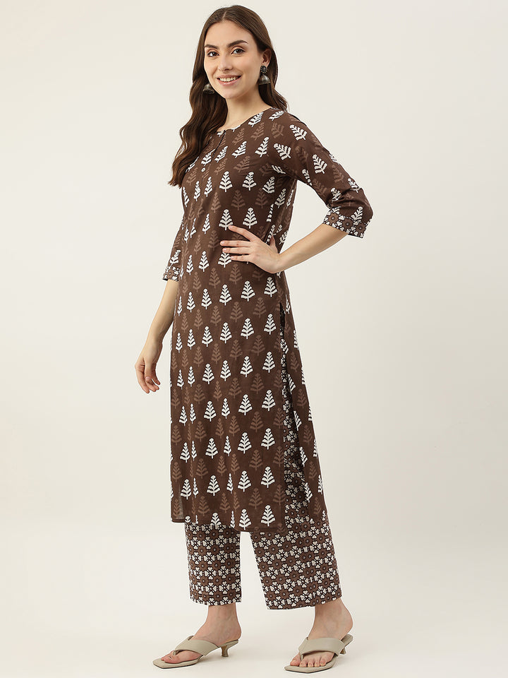 Stylish Cotton Brown Kurti Set | Perfect for Weddings, Parties & Festivals