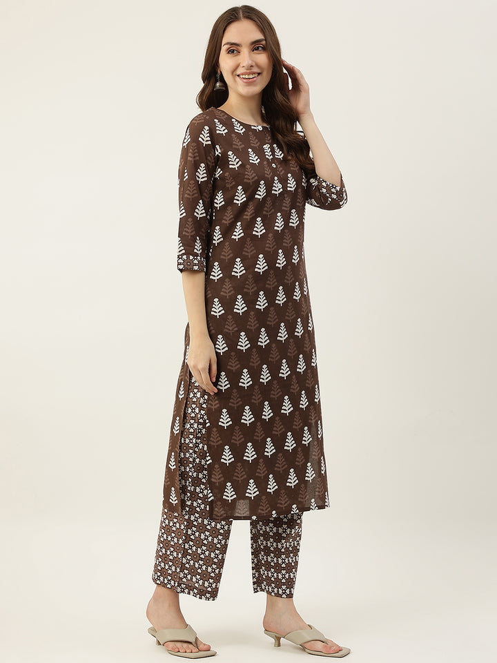 Stylish Cotton Brown Kurti Set | Perfect for Weddings, Parties & Festivals