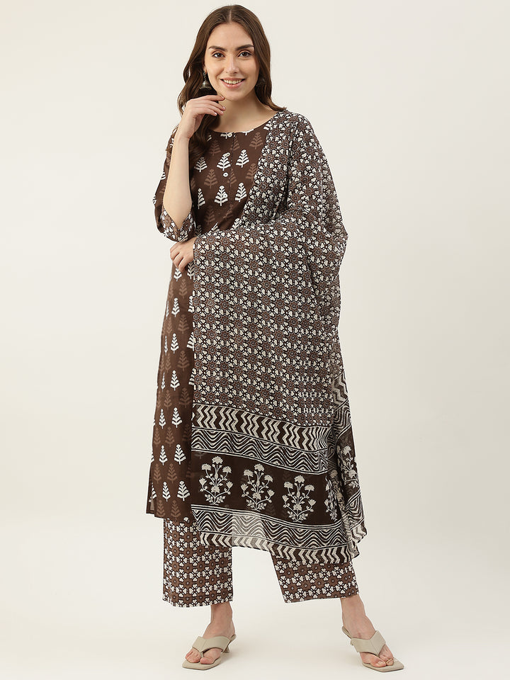 Stylish Cotton Brown Kurti Set | Perfect for Weddings, Parties & Festivals