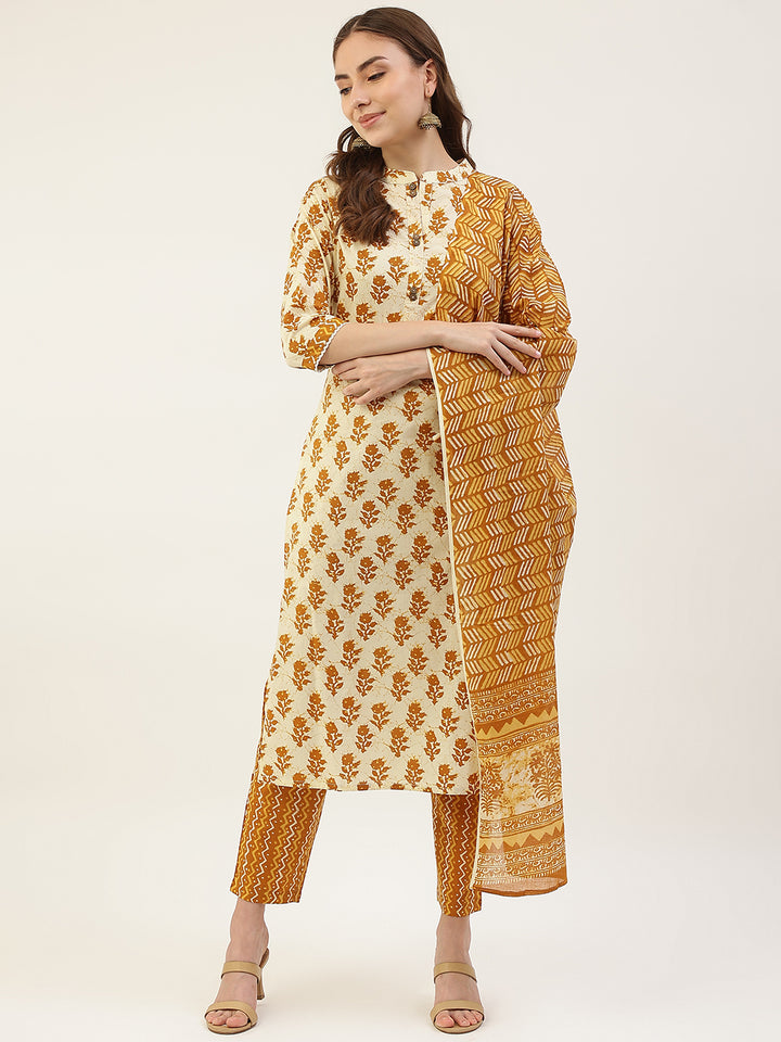 Breathable Cotton Mustard Kurti Set | Ideal for Office & Everyday Wear