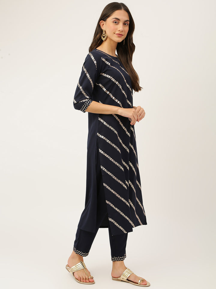 Stylish Black Kurti Set | Trendy Elbow Sleeves & Comfortable Crepe Fabric