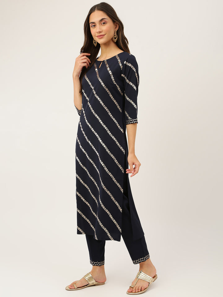 Stylish Black Kurti Set | Trendy Elbow Sleeves & Comfortable Crepe Fabric