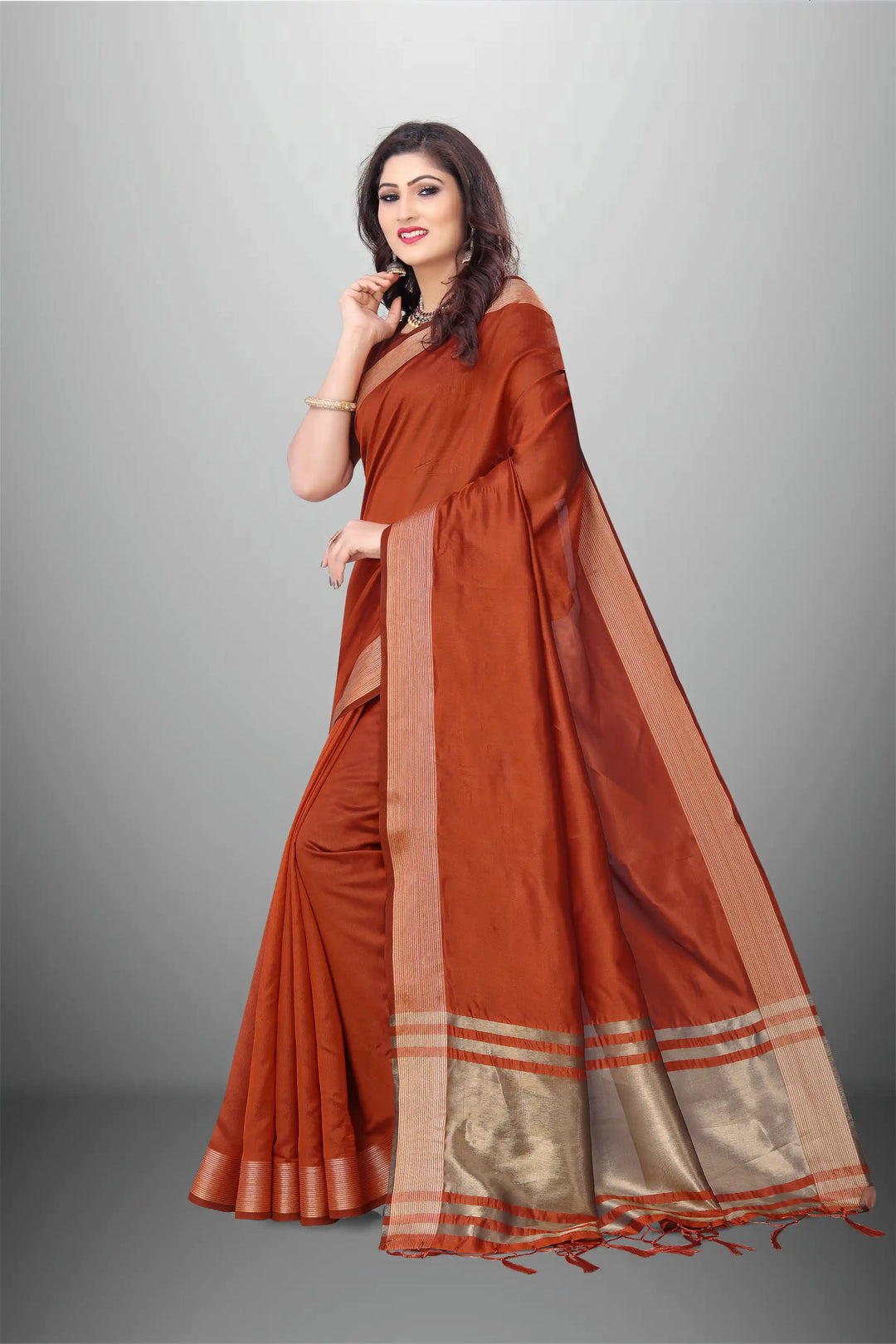 Elegant Cotton-Organza Saree with Wevon-Pallu-Border | for Weddings and Festive