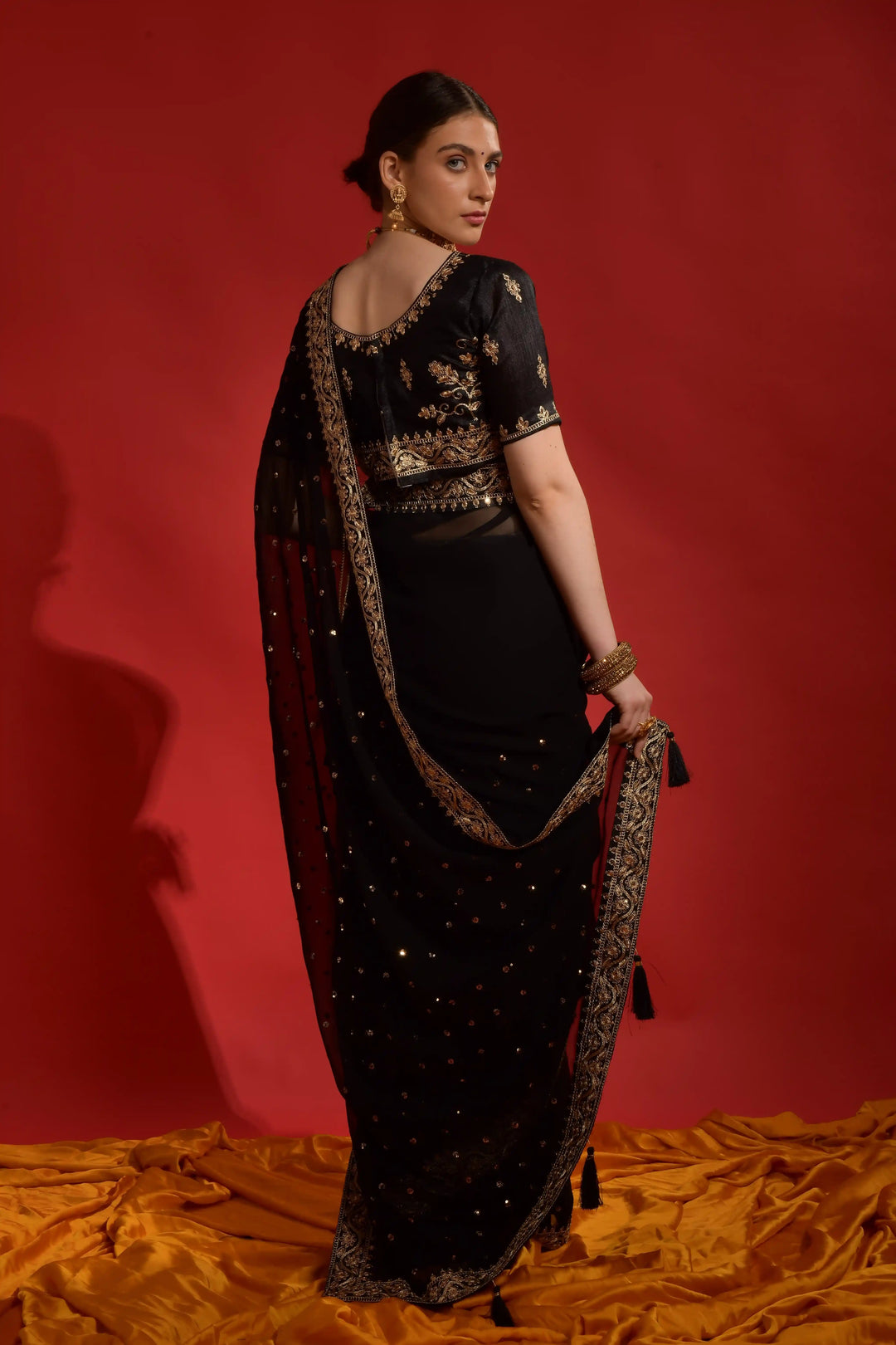 Georgette Saree with Sequins & Embroidery | Perfect for Weddings & Events