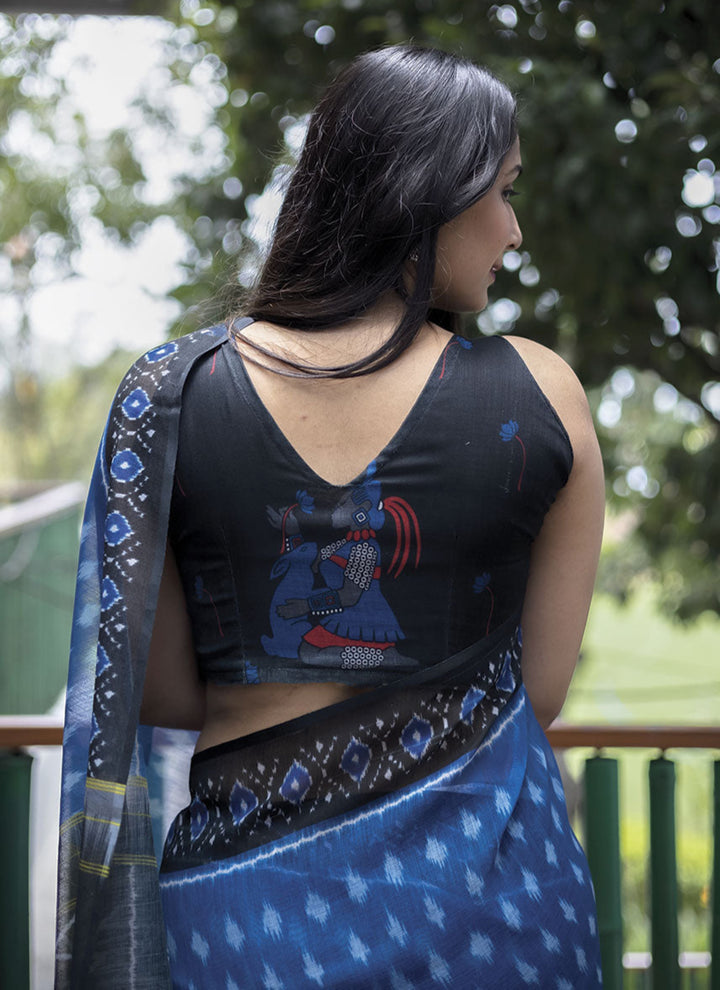 Linen Saree with Digital Print | Ideal for Weddings and Special Events