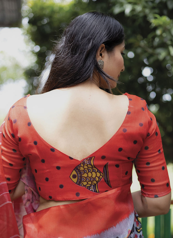 Linen Digital-Printed Saree | Perfect for Weddings and Festive Occasions