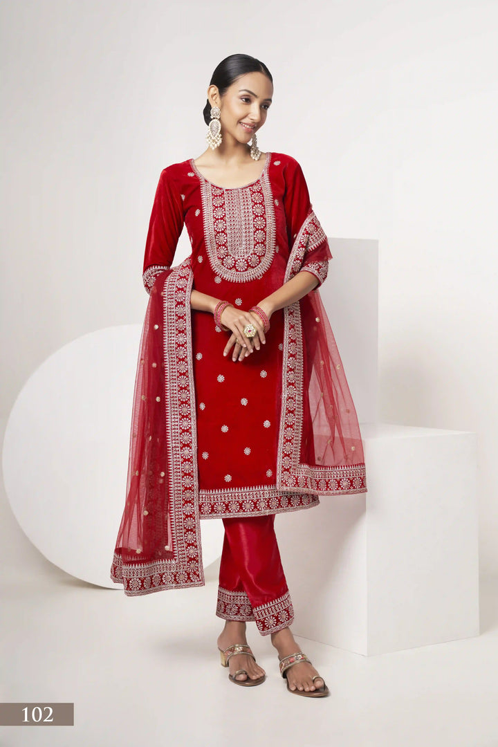 Elegant Velvet Kurti Set | Knee-Length Top & Stylish Elbow Sleeves