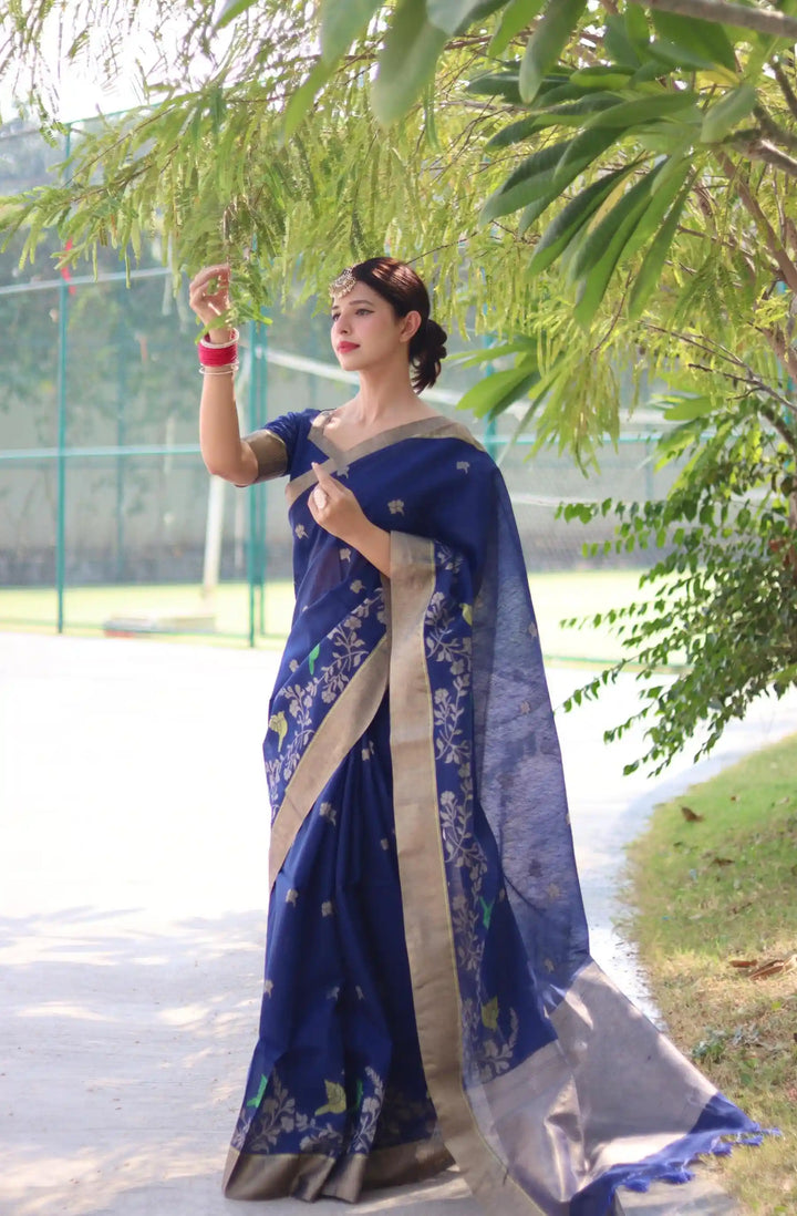 Designer Linen Saree with Heavy Jamdani Work | Perfect for Weddings & Festive Events