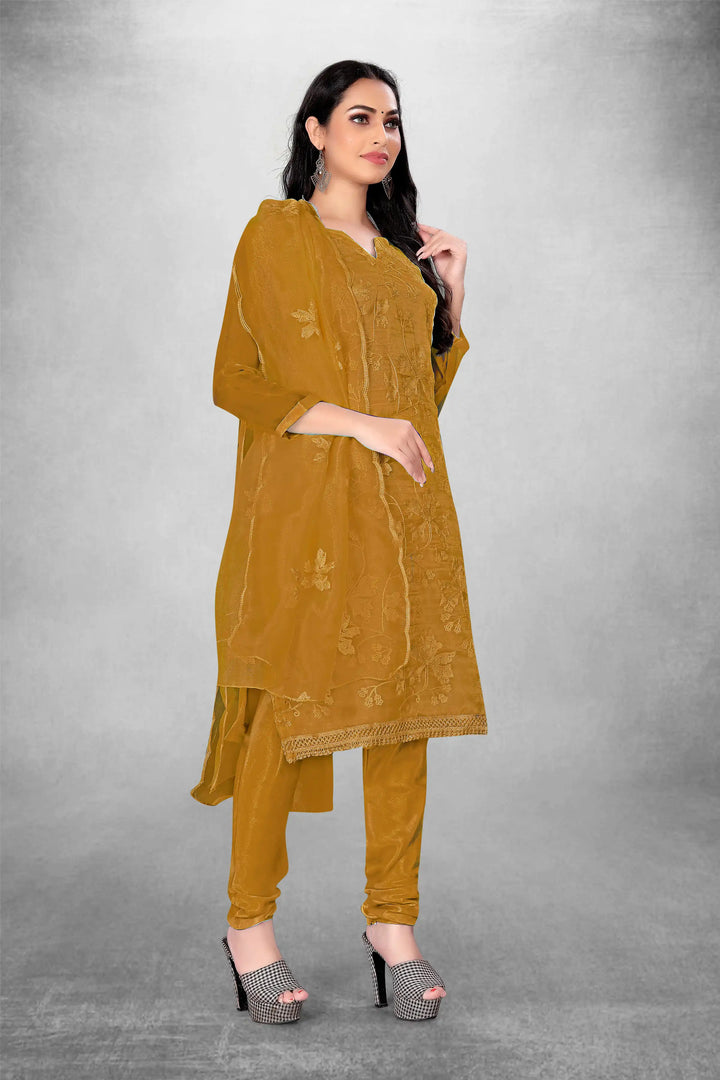 Attractive Organza Top with Santoon Bottom | Embroidery Work Dupatta