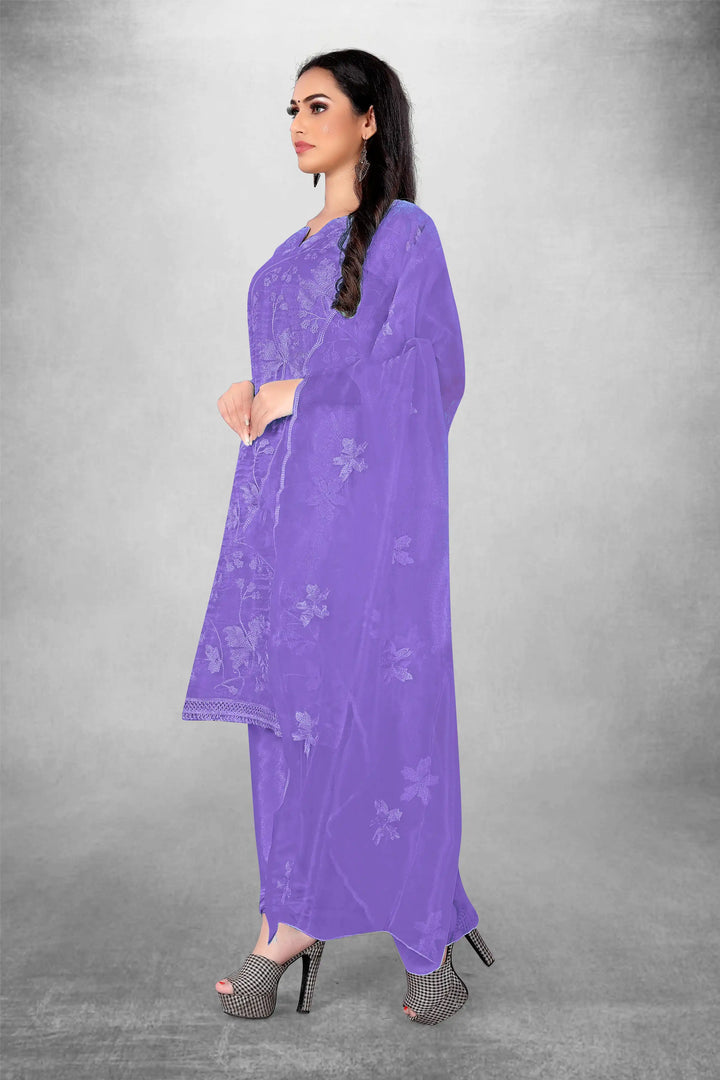 Attractive Organza Top with Santoon Bottom | Embroidery Work Dupatta