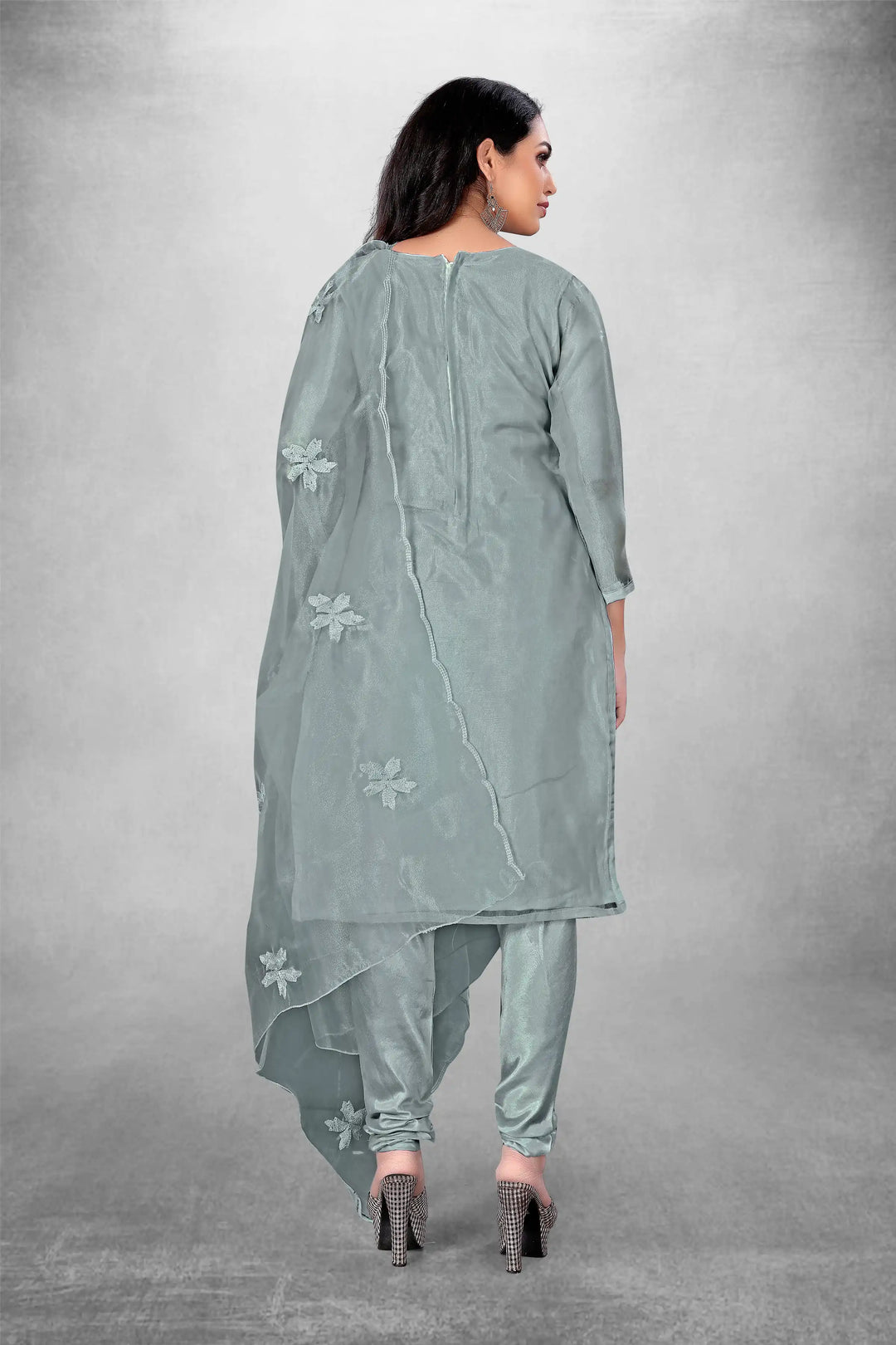 Attractive Organza Top with Santoon Bottom | Embroidery Work Dupatta