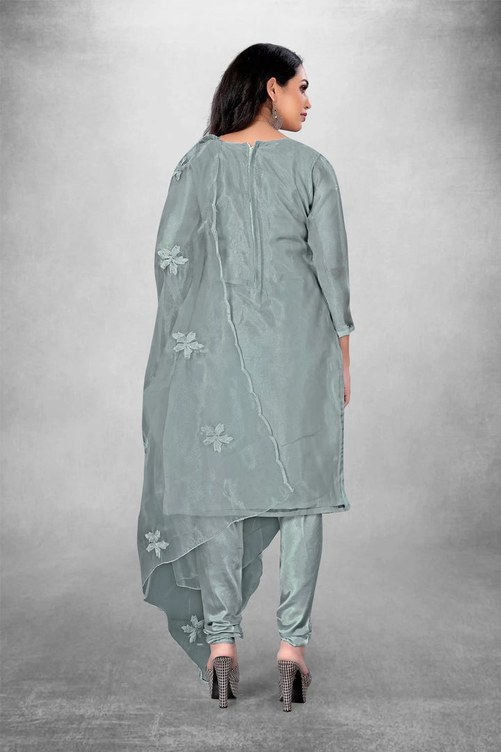 Attractive Organza Top with Santoon Bottom | Embroidery Work Dupatta