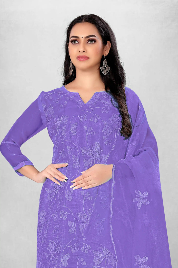 Attractive Organza Top with Santoon Bottom | Embroidery Work Dupatta