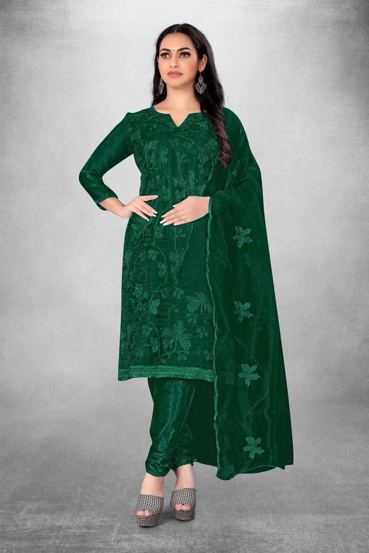 Attractive Organza Top with Santoon Bottom | Embroidery Work Dupatta